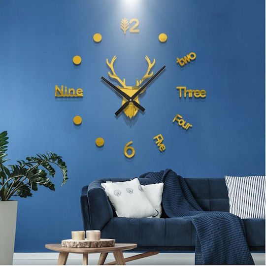 Factory 3D Wanduhr Aufkleber Metallisch Gold Ø24cm