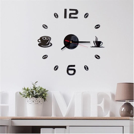 Factory 3D Wanduhr Aufkleber Kunststoff Schwarz