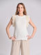 InShoes Women's Summer Blouse Cotton Sleeveless White