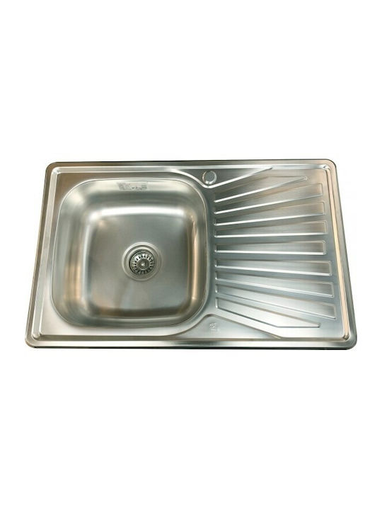 Inter Ceramic 8050PF Ένθετος Νεροχύτης Inox Μ80xΠ50cm Ασημί