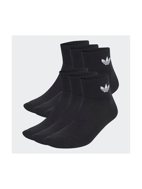 Adidas Mid Αθλητικές Κάλτσες Μαύρες 6 Ζεύγη