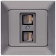 Eurolamp Doppelter Netzsteckdose RJ45 mit Rahmen Typ Cat6 in Gray Farbe 152-20253