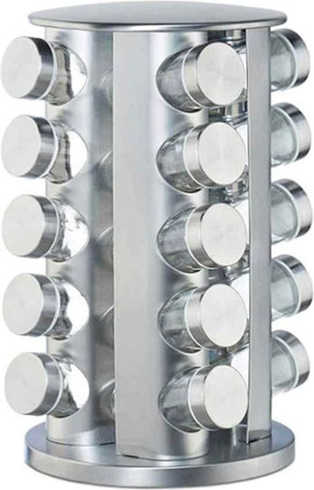 Timeless Tools Gewürzbehälter Metall auf drehbarem Ständer Silberne 20Stück 20Stück