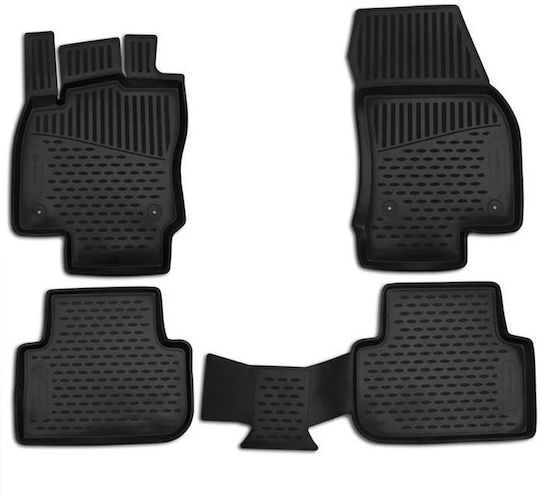 Novline Set of Front and Rear Mats 4pcs Tray Type for Seat Ateca 5D 2016+ Black