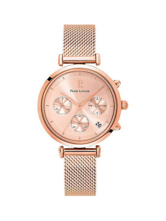 Pierre Lannier Uhr Chronograph mit Rose Gold Metallarmband