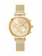Damenuhr 35 mm Chronograph mit Batterie, Gold