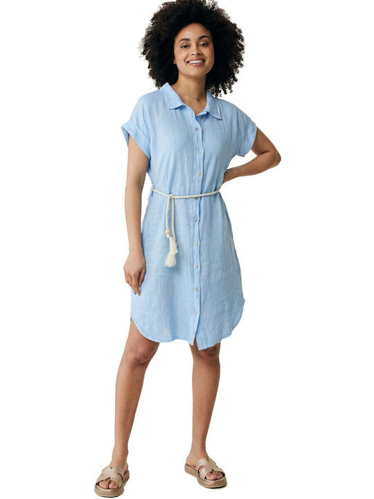 Mexx Sommer Mini Hemdkleid Kleid Hellblau