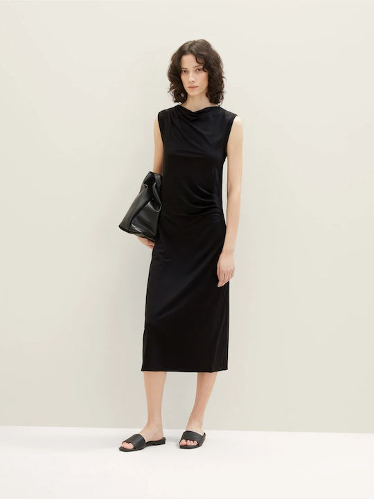 Tom Tailor Sommer Midi Kleid Schwarz