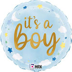 Balloon Foil Boy Birth Round Blue 45cm