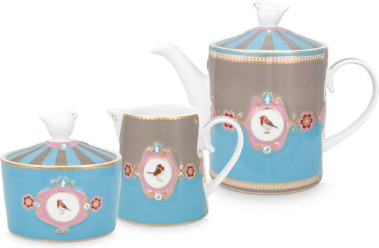 PiP Studio Love Birds Σετ Τσαγιού με Κούπα από Πορσελάνη Μπλε 3τμχ