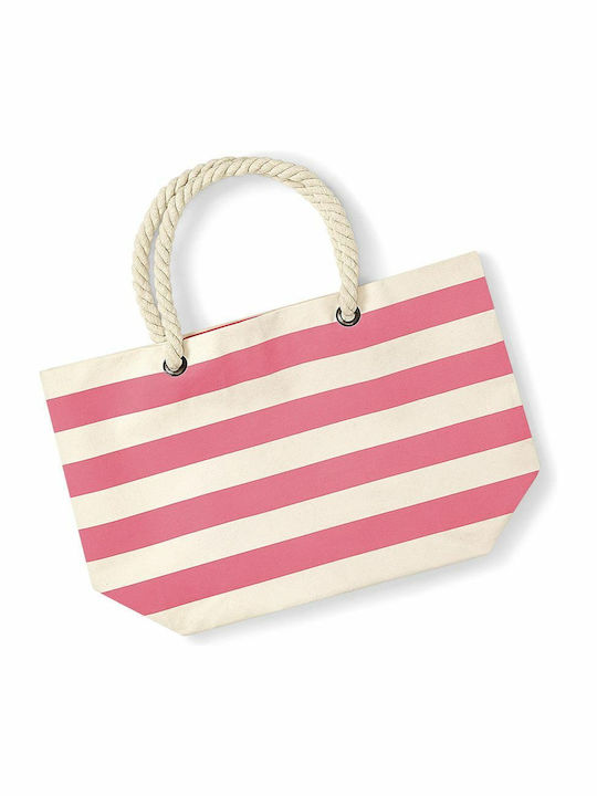 Westford Mill W680 Strandtasche aus Segeltuch Natural/Pink mit Streifen 668280680