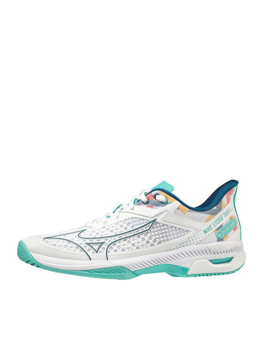 Mizuno Wave Exceed Tour 5 AC Γυναικεία Παπούτσια Τένις για Σκληρά Γήπεδα White / Turquoise / Moroccan Blue