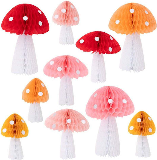 Meri Meri Honeycombs Mushroom Hanging Ornament for Party 10 Pieces 20.6cm
