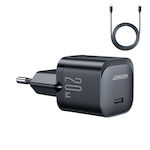 Joyroom Φορτιστής με Θύρα USB-C και Καλώδιο USB-C - Lightning 20W Power Delivery Μαύρος (JR-TCF02)