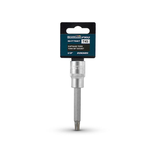 Bormann Pro Bit-Stecknuss mit Torx-Bit und Antriebsvierkant 1/2'' Größe T45 1Stück