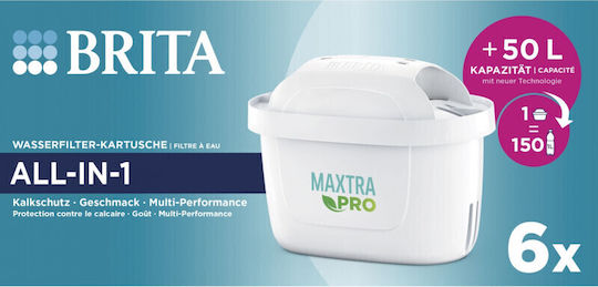 Brita Filtru de Apă de Schimb pentru Cană din Carbon Activ Maxtra Pro All-In-1 30 μm 6 Bucăți
