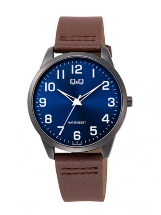 Q&Q Women's Watch with Brown Leather Strap