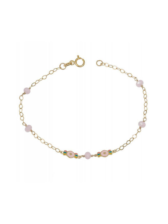 Children's gold bracelet with 14K candies and pink stones 046060 046060 046060 Gold 14 Carat Gold