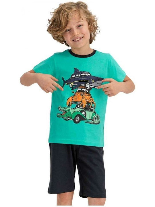 Roly Poly Kids' Pajamas Summer Cotton Turquoise