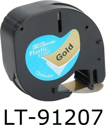 LetraTag Label Maker Tape 4m x 12mm in Black Colour Compatible with Dymo LetraTag/LT