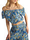 Attrattivo Women's Crop Top Off-Shoulder Short Sleeve Floral Multicolor