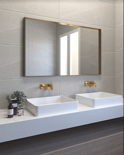 Rectangular Bathroom Mirror made of Metal 120x80cm Orange