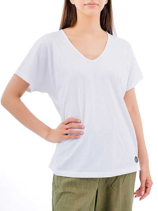 Forel Women's T-shirt with V Neckline White