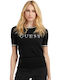 Guess Cate Damen Bluse Kurzärmelig Schwarz