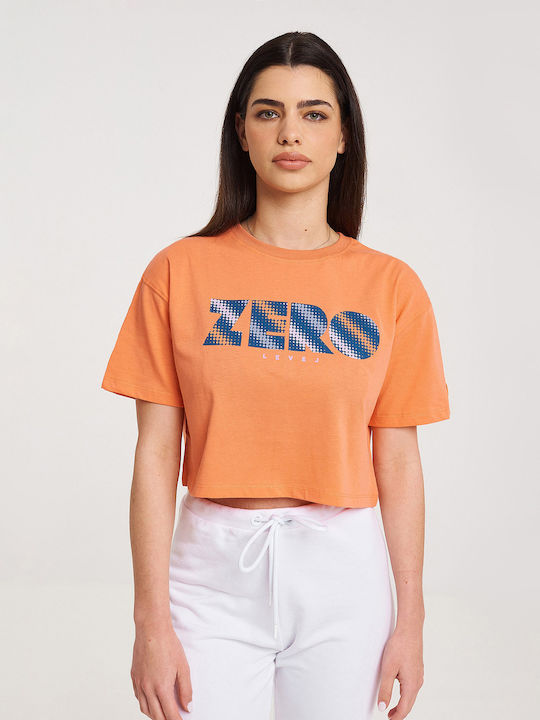 Zero Level Ichika Damen Crop T-shirt Orange