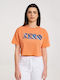 Ichika Γυναικείο Crop T-shirt Πορτοκαλί