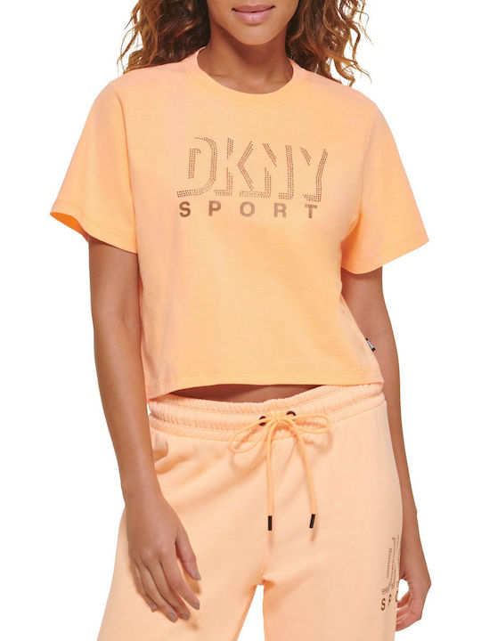 DKNY Dropout Shadow Γυναικείο Crop T-shirt Πορτοκαλί
