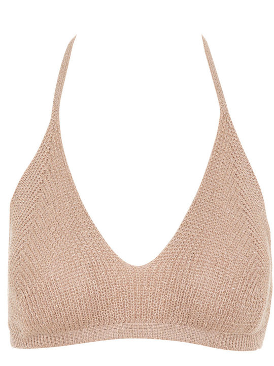 Kendall + Kylie Women's Summer Crop Top with Straps Bronze Beige