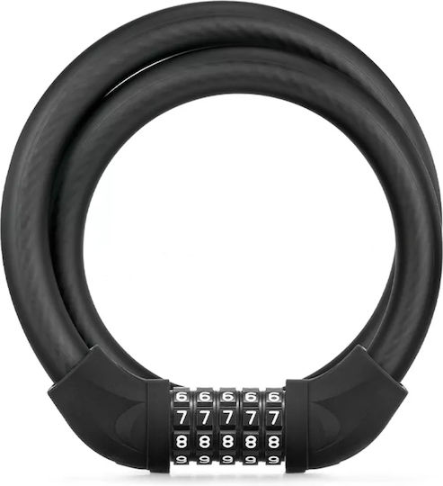 Rockbros Lacăt Bicicletă Tip Spiră cu combinație Neagră