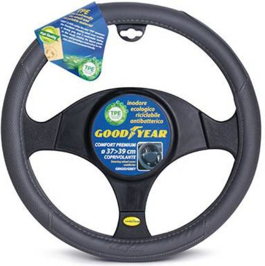Goodyear Κάλυμμα Τιμονιού Αυτοκινήτου Comfort Premium Συνθετικό Γκρι με Γκρι Ραφή