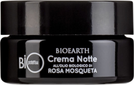 Bioearth Rosa Mosqueta Αντιγηραντική Κρέμα Προσώπου Νυκτός με Υαλουρονικό Οξύ & Aloe Vera 50ml