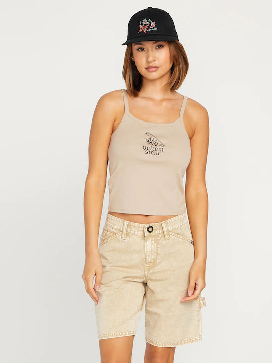 Volcom Women's Summer Blouse with Straps Taupe