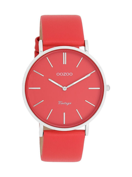 Oozoo Vintage Women's Watch with Red Leather Strap