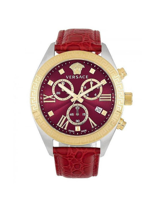 Versace Uhr mit Rot Metallarmband