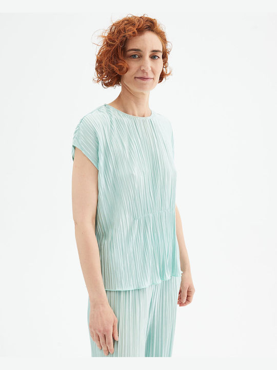 Compania Fantastica Women's Summer Blouse Short Sleeve Green