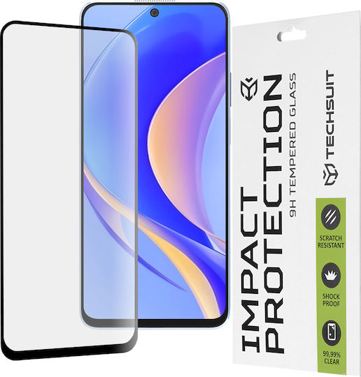 Techsuit 111D Пълно лепило Закалено стъкло за цялото лице Черен (Huawei Nova Y90)