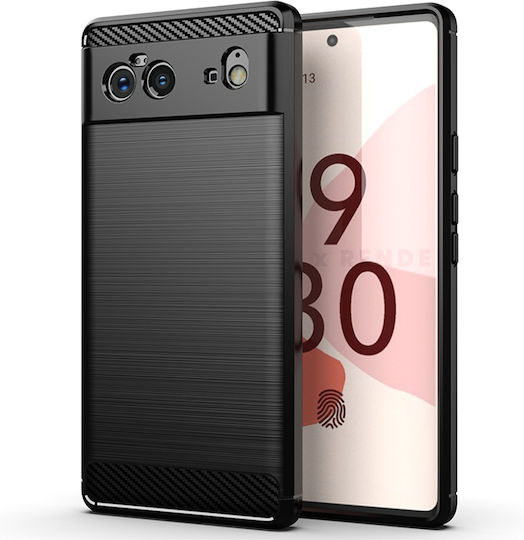 Techsuit Carbon Umschlag Rückseite Silikon Schwarz (Google Pixel 6)