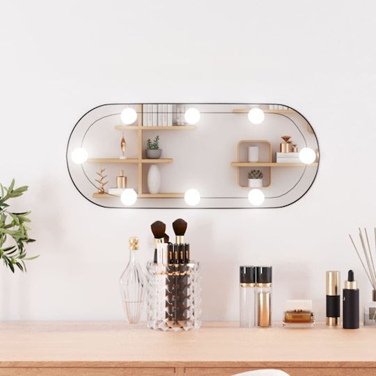 vidaXL Oglindă de Perete Ovală cu Ramă din & Iluminare LED 20x50cm 1buc