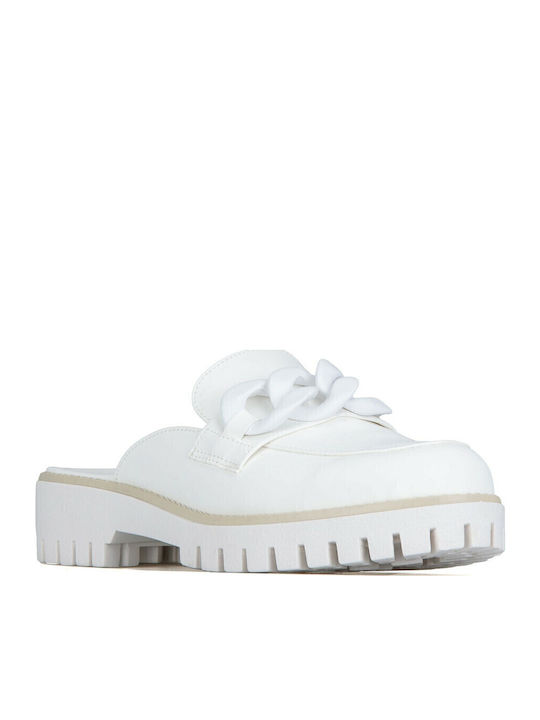 Silia D Flat Mules σε Λευκό Χρώμα