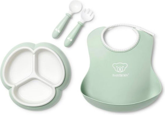 BabyBjorn Feeding Set Mealtime Set made of Plastic Green 4pcs for 4+ months