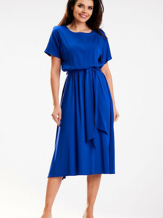 Awama A576 Sommer Midi Kleid Blau