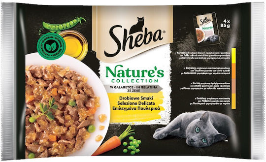 Sheba Nature's Collection Υγρή Τροφή για Ενήλικες Γάτες σε Φακελάκι με Πουλερικά χωρίς Γλουτένη 4x85gr