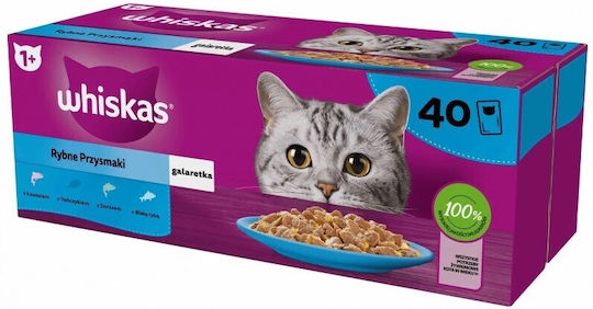 Whiskas Fish Favourites Wet Food for Cats in Pouches with Cod, Salmon, Tuna and Fish 40x85gr