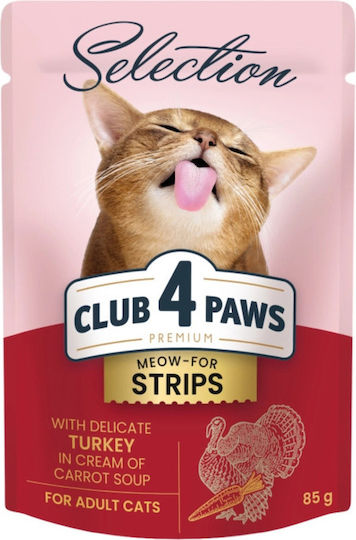 Club 4 Paws Premium Selection Wet Food for Adult Cats in Pouches with Turkey 85gr