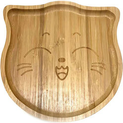 OLABamboo Baby Food Plate Cat made of Bamboo Brown