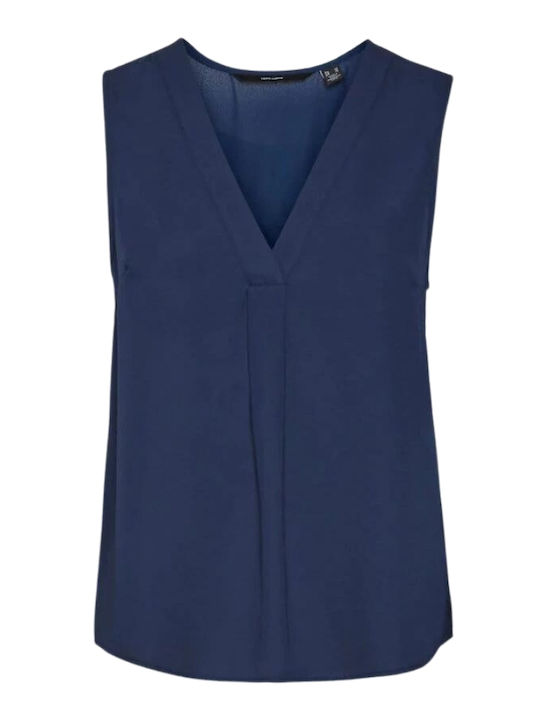 Vero Moda pentru Femei de Vară Bluză Fără mâneci cu Decolteu în V sacou bleumarin